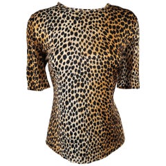 Dolce & Gabbana Beige Retro Cheetah Print Viscose T-shirt
