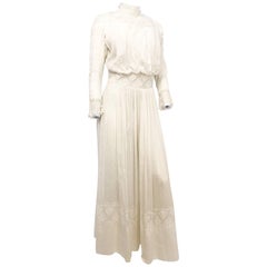 Antique Edwardian White Wedding/Lawn Dress with Lace Details