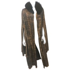 Antique Black Evening Coat with Gold Lamé, 1920s 