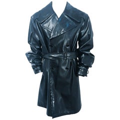 Vintage 1990s Dolce and Gabbana Black Men's Leather Trench Coat