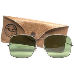 New Rare Vintage Ray Ban 1978 Silver Rb3 Green Lens 58' B&L Sunglasses
