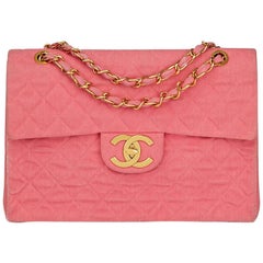 Chanel Pink Canvas Logo Jumbo XL Maxi Single Flap Bag at 1stDibs