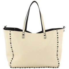 Valentino Rolling Rockstud Reversible Convertible Tote Leather with Cabochons Me