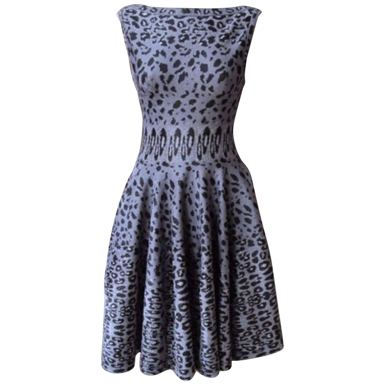 Azzedine Alaia Leopard-Print Stretch Knit Dress