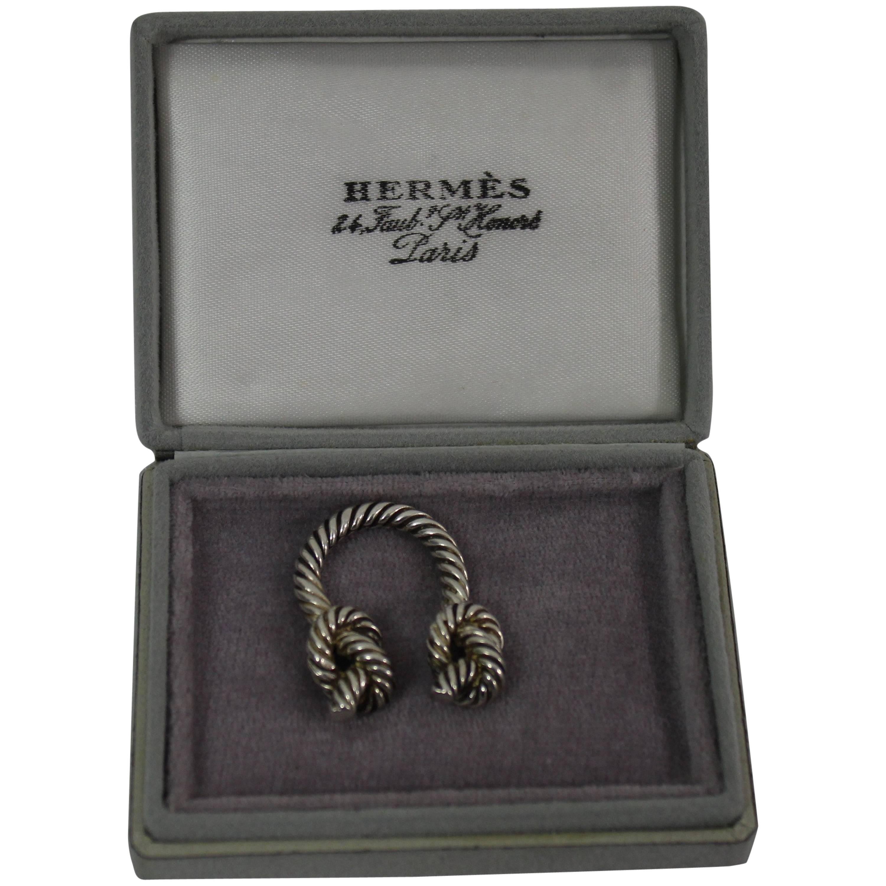 Vintage Hermes Silver Knot Keyrring