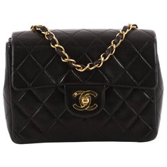 Chanel Vintage Square Classic Single Flap Bag Quilted Lambskin Mini 