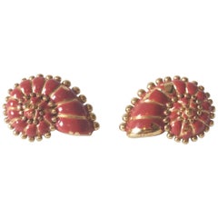 1980's Valentino clip earrings enamel gilt metal.