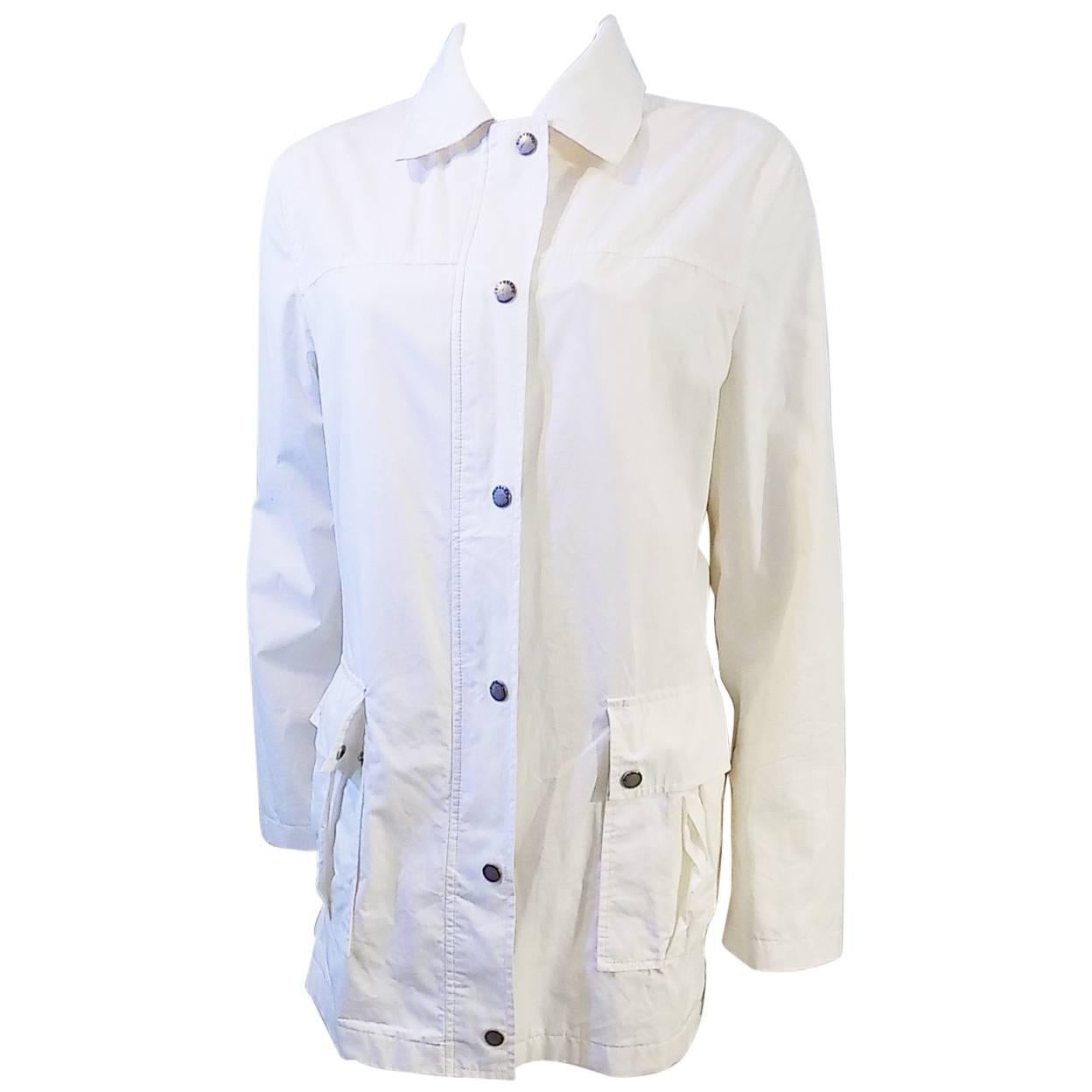 Burberry white w novacheck lining rain jacket For Sale