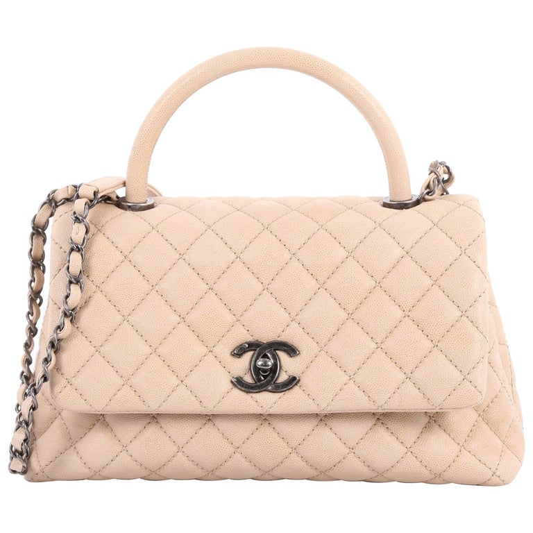Chanel Coco Top Handle Bag Quilted Caviar Small at 1stDibs