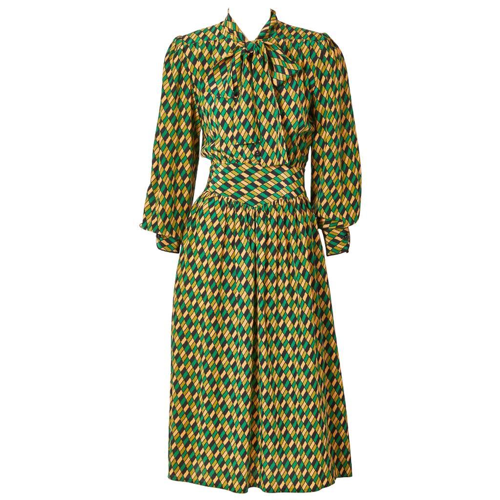 Givenchy Patterned Silk Day Dress at 1stDibs