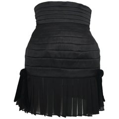 Claude Montana 1980s Black Silk Quilted Short Skirt Size 4.