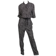 Sonia Rykiel Black and White Star Printed Drawstring Jumpsuit, 2015 