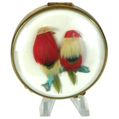 Antique French "Pheasants under Glass" Compact