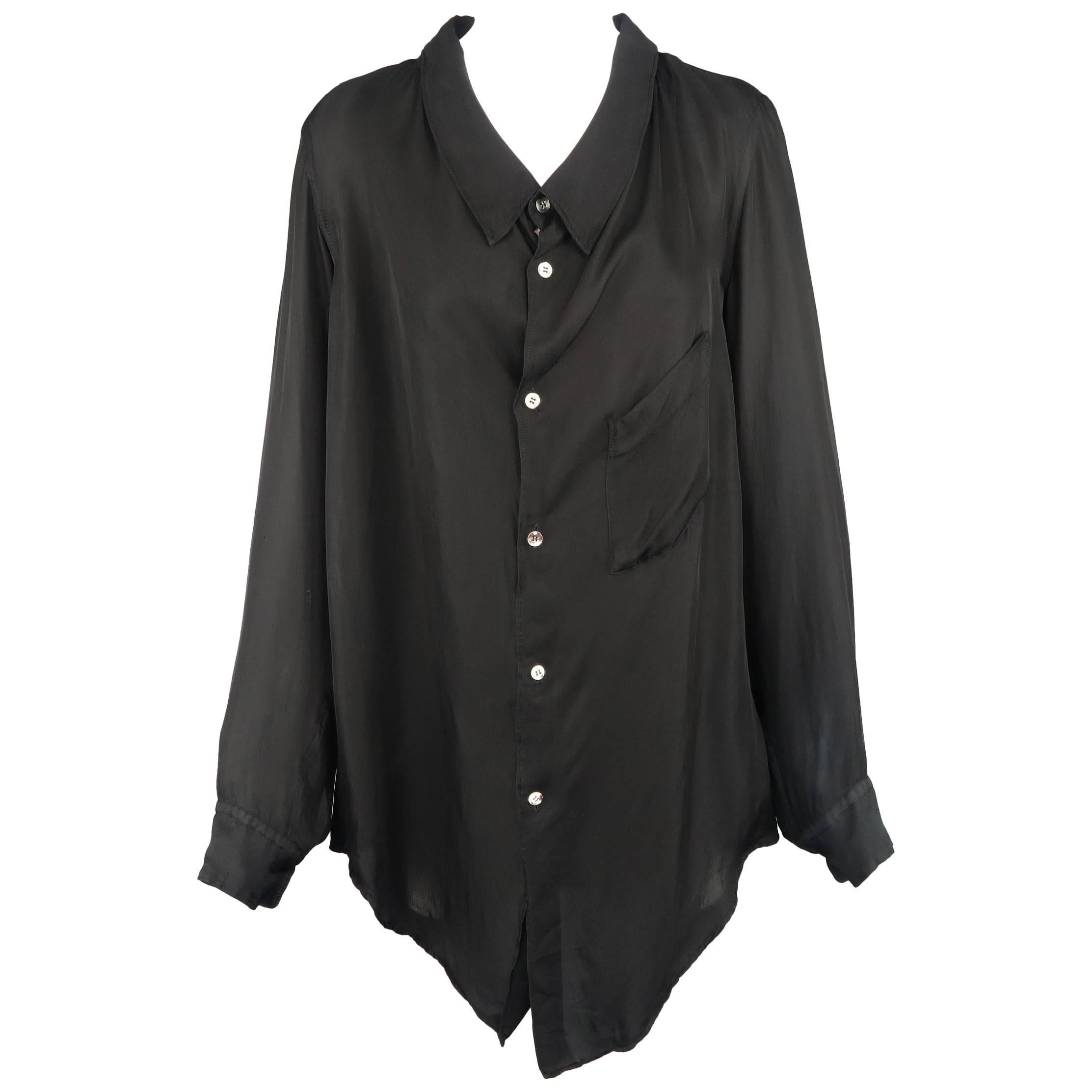 Comme Des Garcons Black Rayon Oversized Collared Blouse