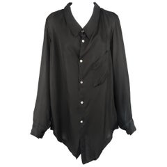 Comme Des Garcons Black Rayon Oversized Collared Blouse