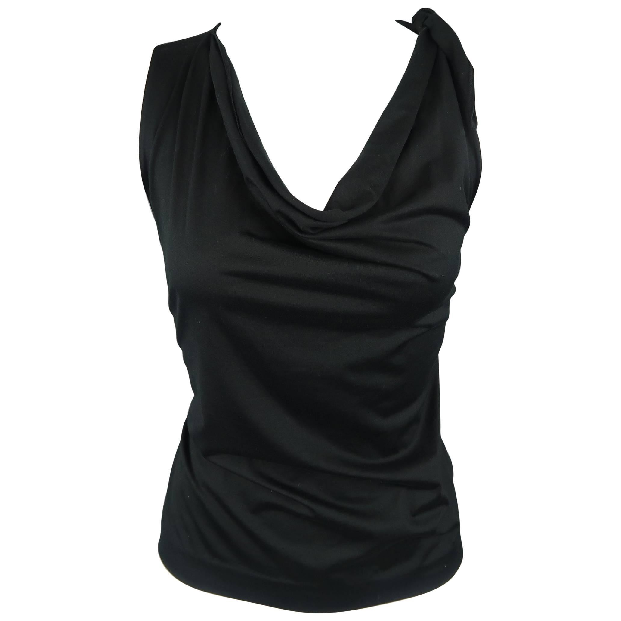 YVES SAINT LAURENT by TOM FORD Size L Black Cotton Tied Shoulder Tank Top