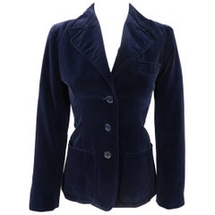 Yves Saint Laurent Rive Gauche Navy Velvet Sport Coat Jacket