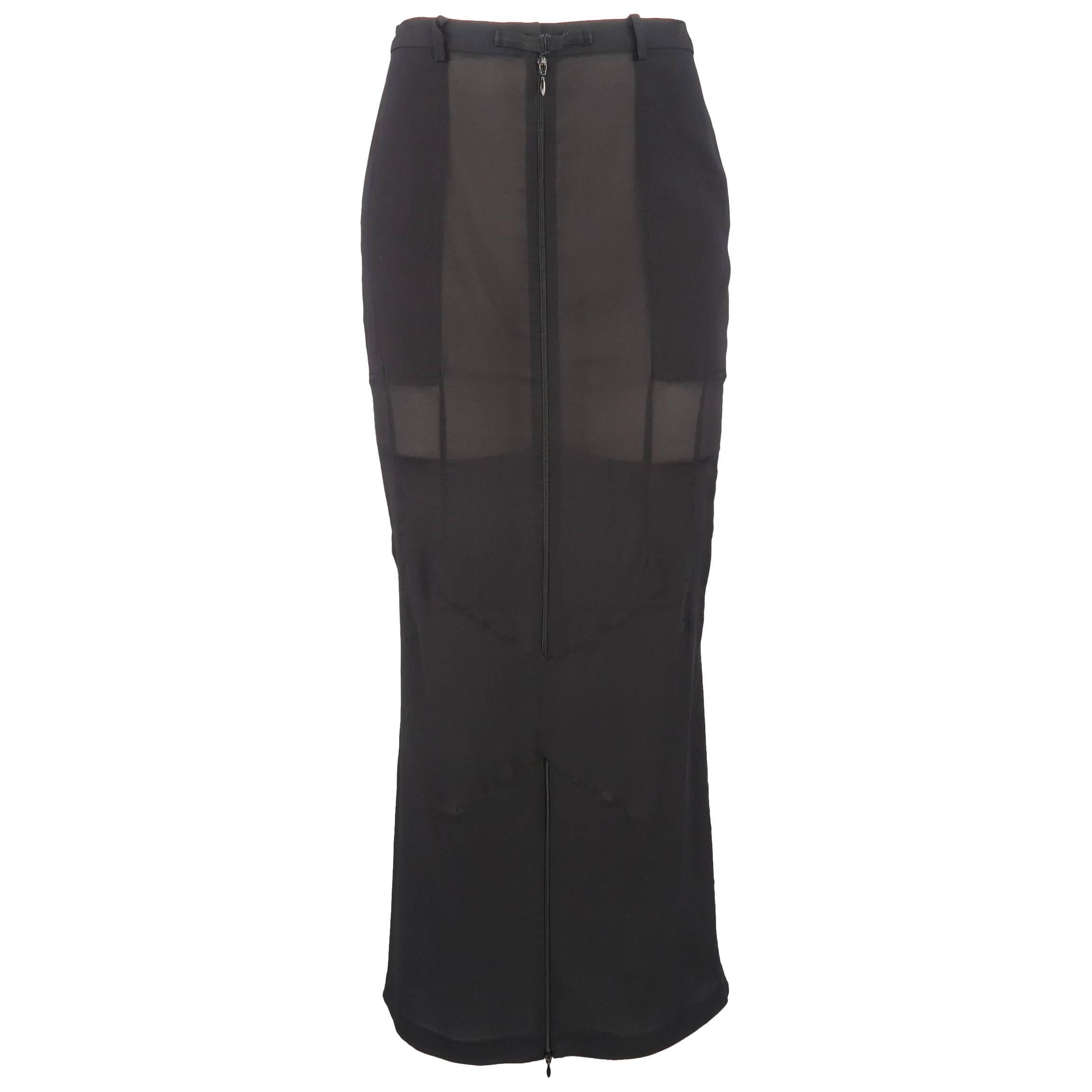 Dolce & Gabbana Black Stretch Chiffon Zip Long Fishtail Skirt