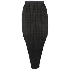 YOHJI YAMAMOTO Size L Black Pleated Chiffon Long Pencil Skirt