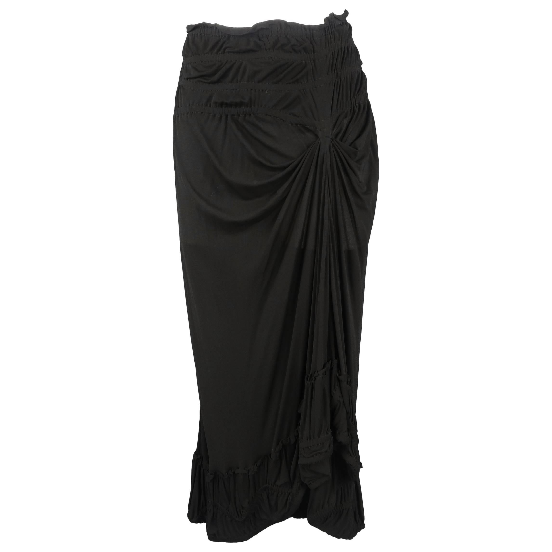 YVES SAINT LAURENT by TOM FORD Size M Black Gathered Viscose Ruffle Skirt