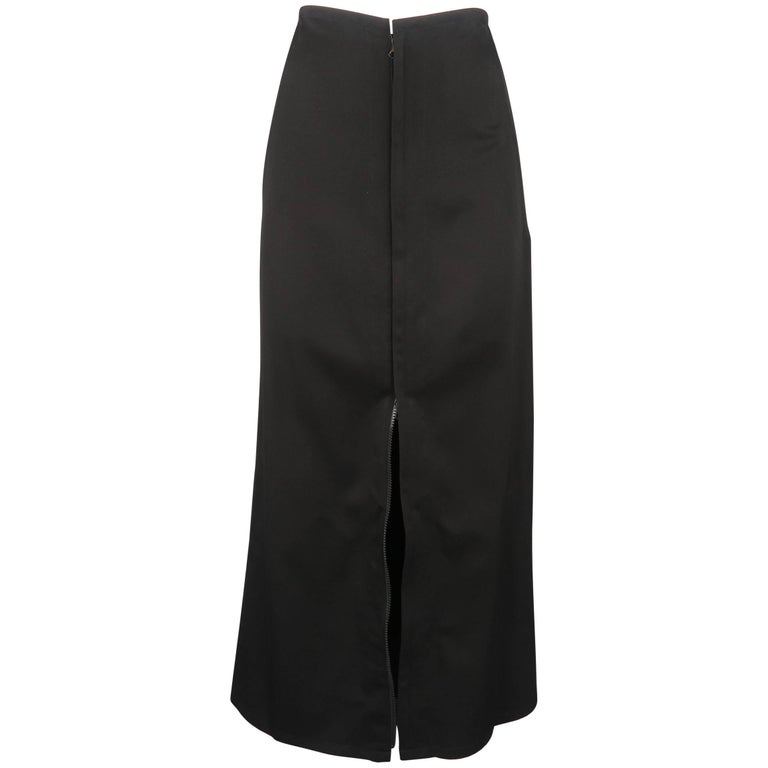 YOHJI YAMAMOTO Size XS Black Wool Double Zip Long A line Skirt at ...