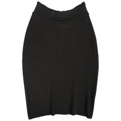 Vintage ALAIA Size S Black STretch Rayon Knit Pencil Skirt