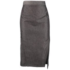 GUCCI Size 4 Metallic Denim Pencil Skirt