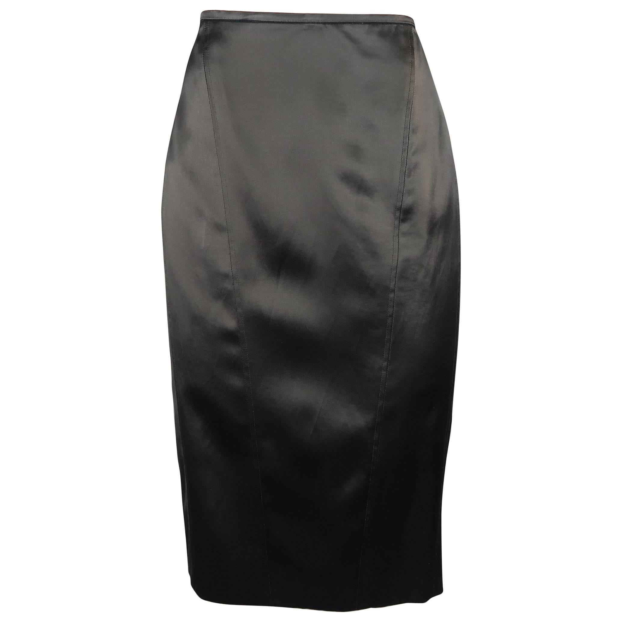 GUCCI by TOM FORD Size 4 Black Satin Pencil Skirt