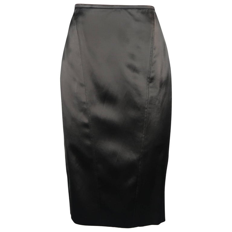 GUCCI by TOM FORD Size 4 Black Satin Pencil Skirt at 1stDibs | gucci ...