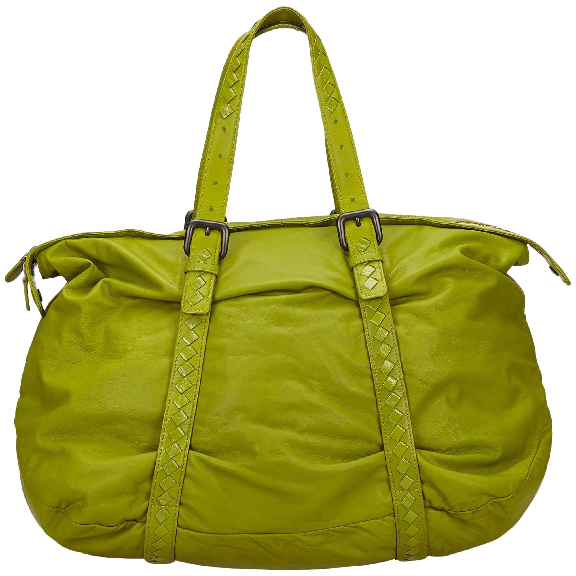 Bottega Veneta Green Leather Shoulder Bag