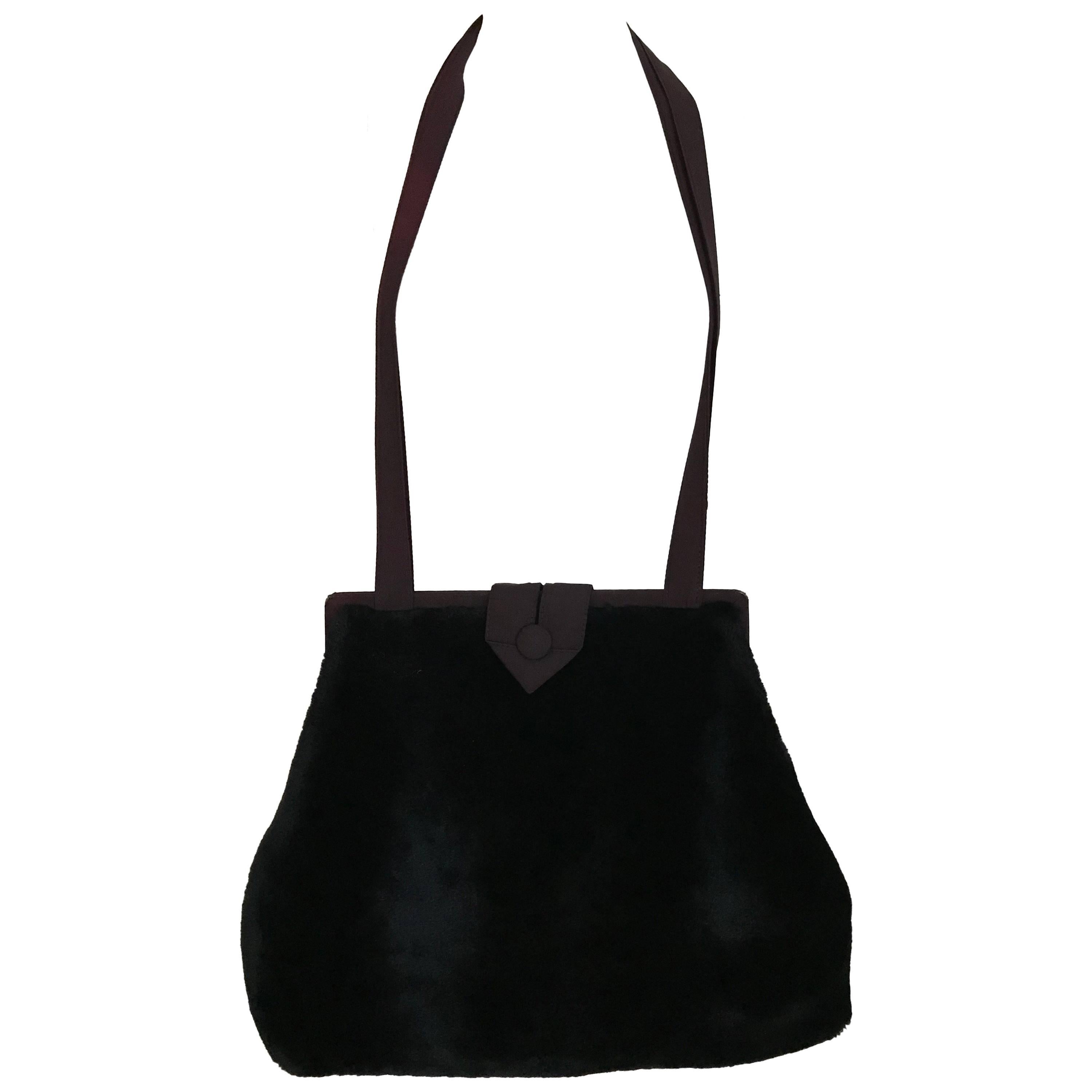 1980s Norma Kamali  Faux Fur Oversized Shoulder Bag For Sale