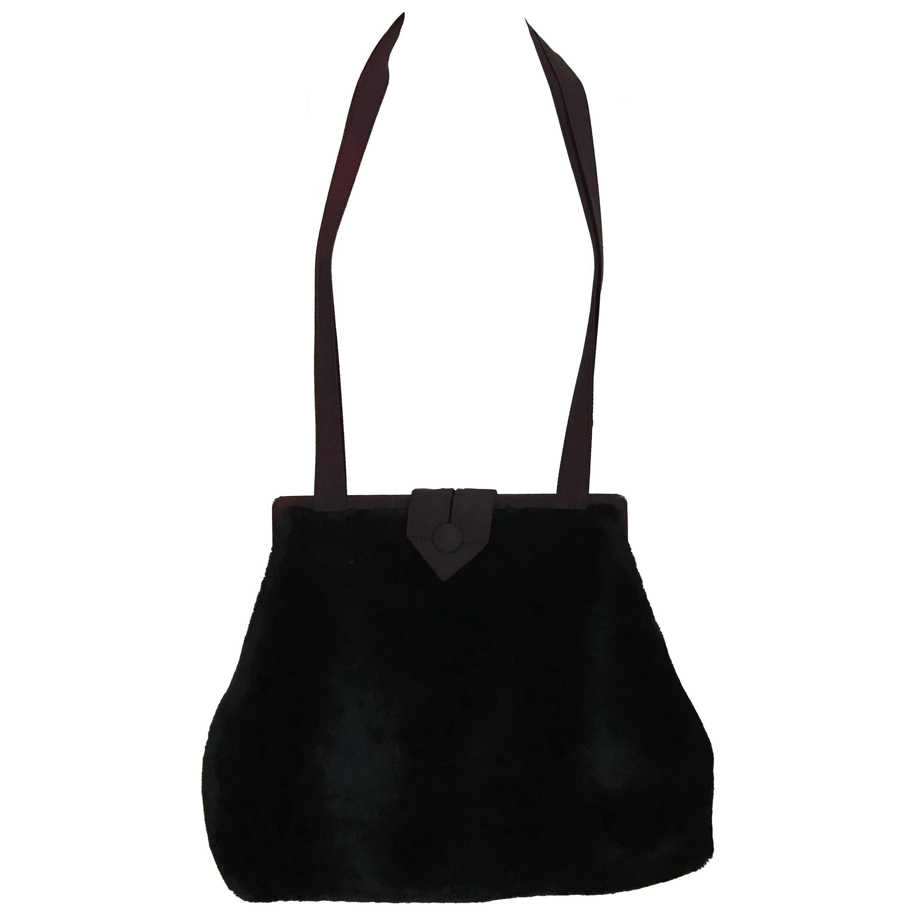 1980s Norma Kamali  Faux Fur Oversized Shoulder Bag 