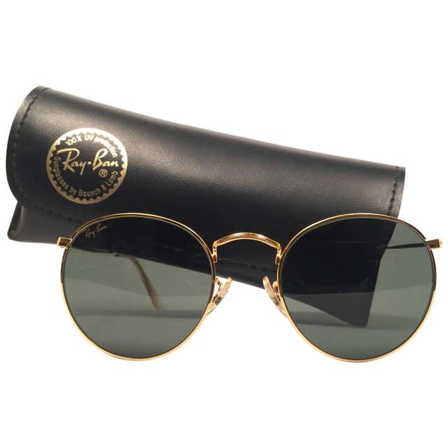 New Vintage Ray Ban Gold Round G15 Grey Lens B&L 1980's Sunglasses at ...