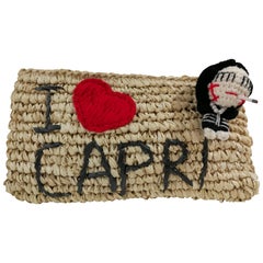 Mua Mua I Love Capri Raffia Nude Clutch Pochette