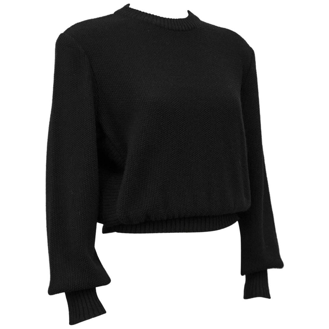 YSL Yves Saint Laurent 1980.s Black Cotton Knit 