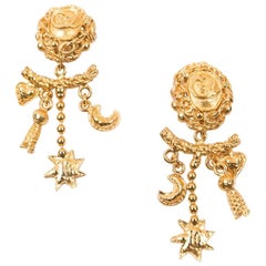 Christian Lacroix Vintage Gilded Metal Clip-on Earrings