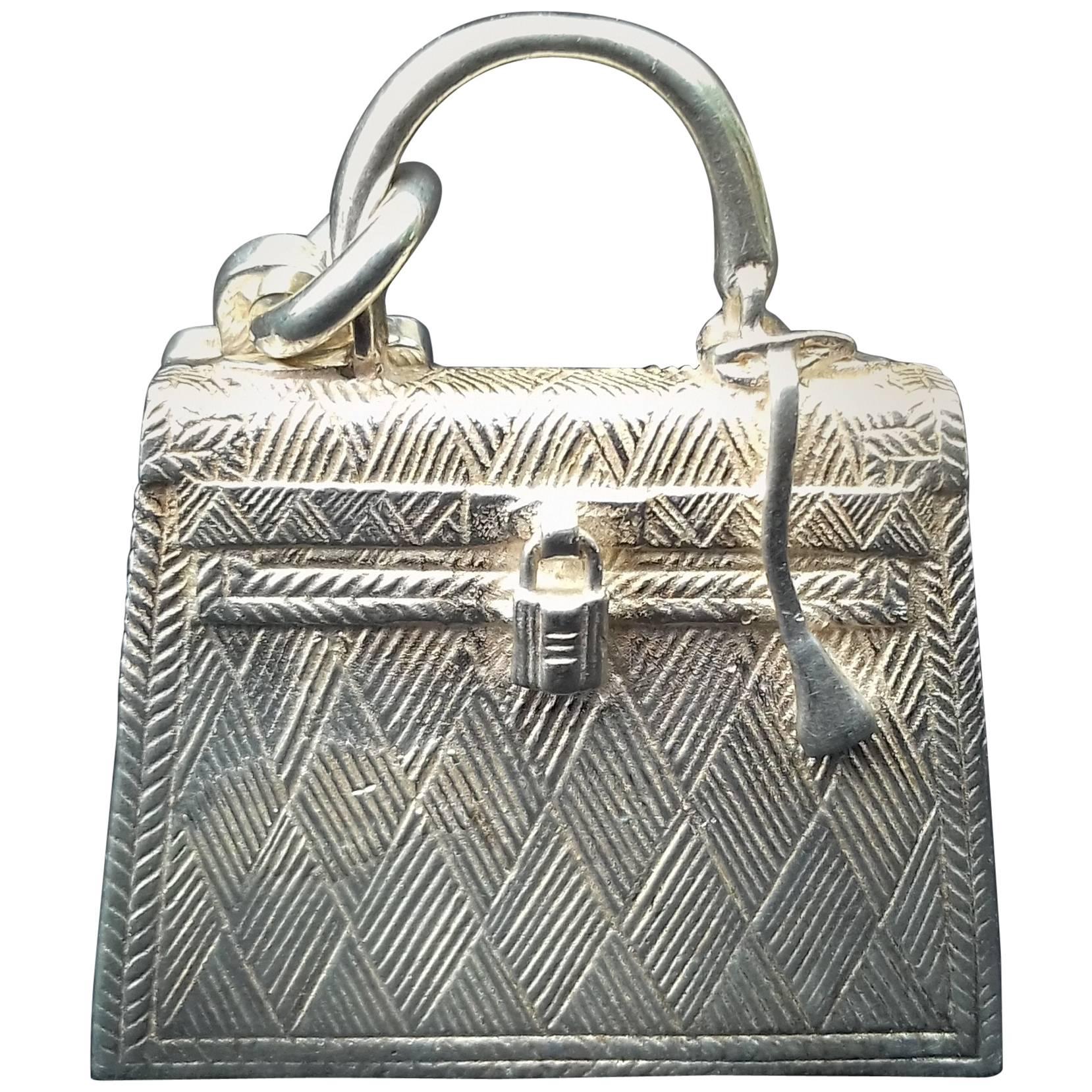 Hermès Key Ring / Holder / Chain Kelly Bag Silver Pendant Charm 