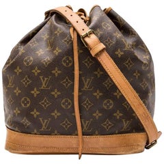 LOUIS VUITTON Noé Vintage Bag in Brown Monogram Canvas and Natural Leather