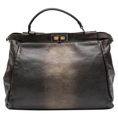 Fendi Peekaboo Large Brown Grained and Aged Gold Leather Bag