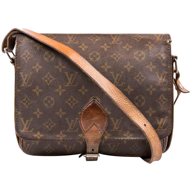 LOUIS VUITTON Cartouchière Bag in Brown Monogram Canvas and Natural Leather