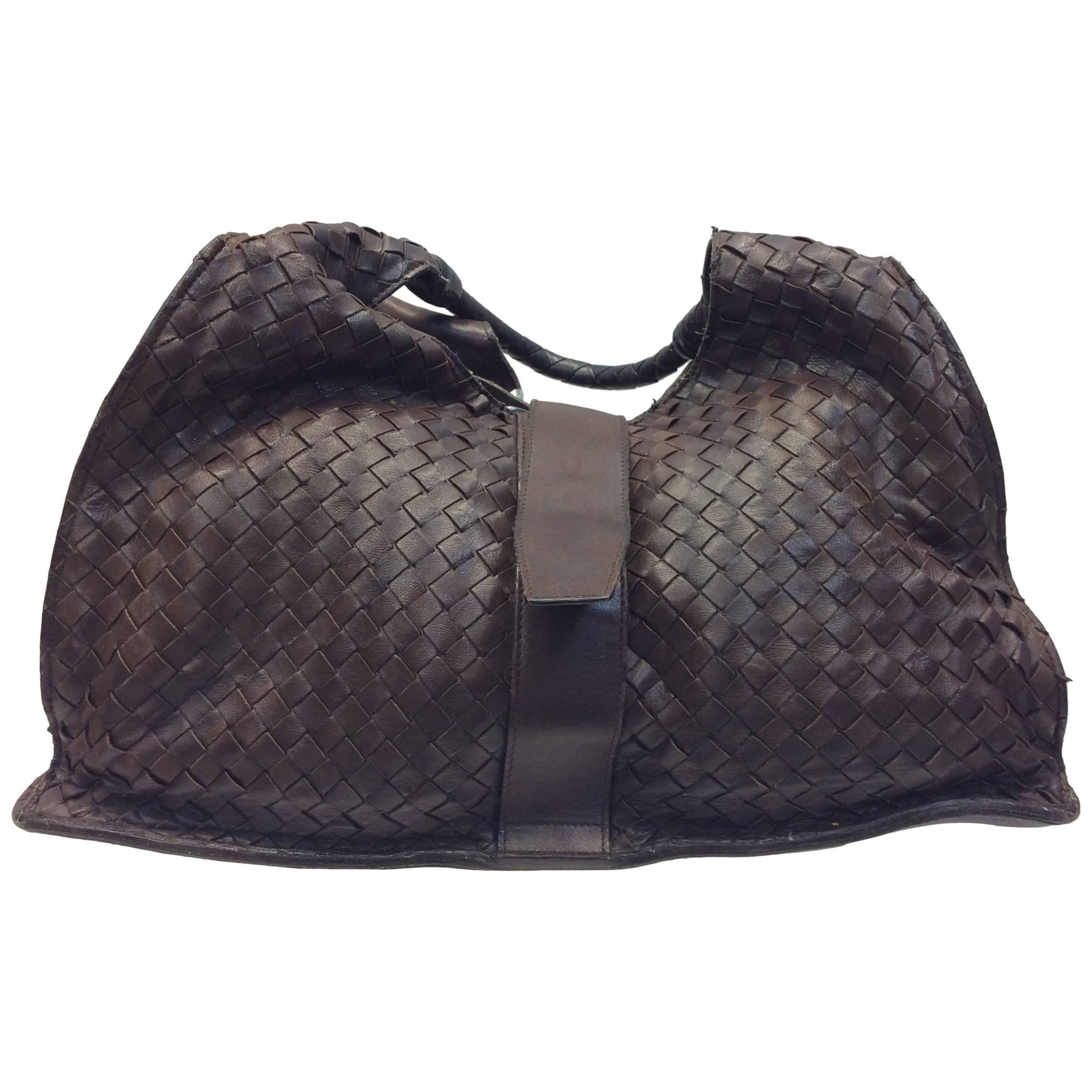 Bottega Veneta Brown Woven Leather Shoulderbag