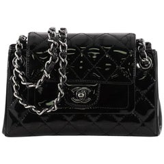 Chanel Chain Double Accordion Flap Bag Quilted Patent Small 