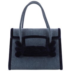 Miu Miu Braided Box Flap Bag Denim and Velvet Small 