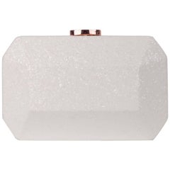 Just Cavalli Solid White Ivory Glitter Diamond Clutch Bag
