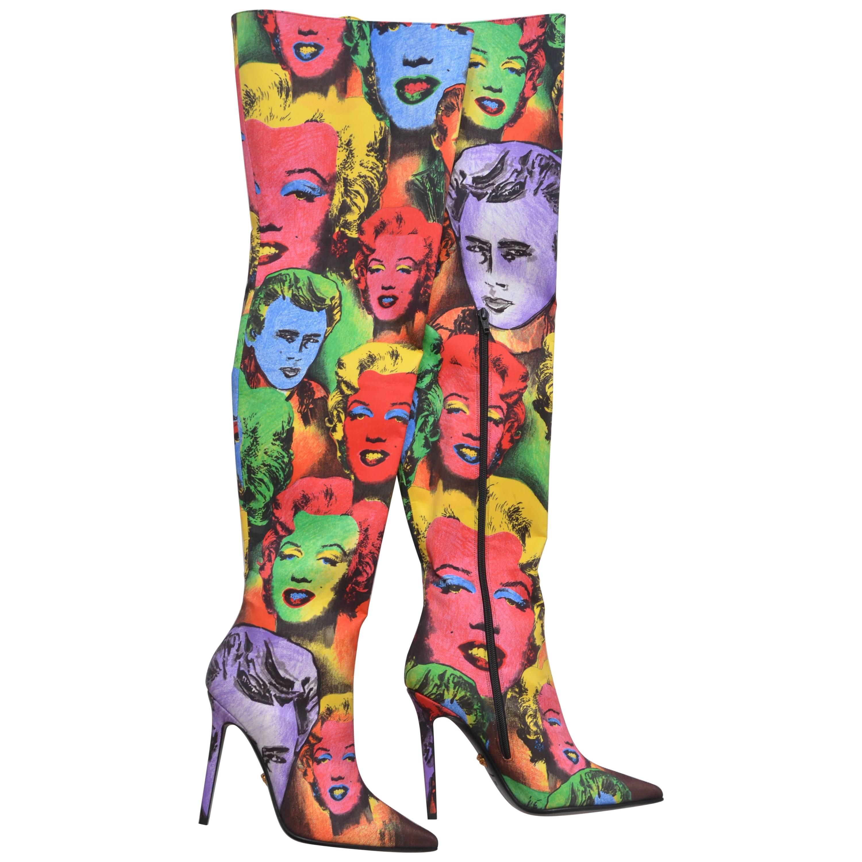 Versace Tribute Andy Warhol Print Boots NEW Size 39
