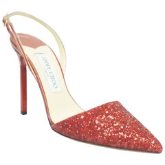 Jimmy Choo Red Slingback w/ Sequin - 36.5