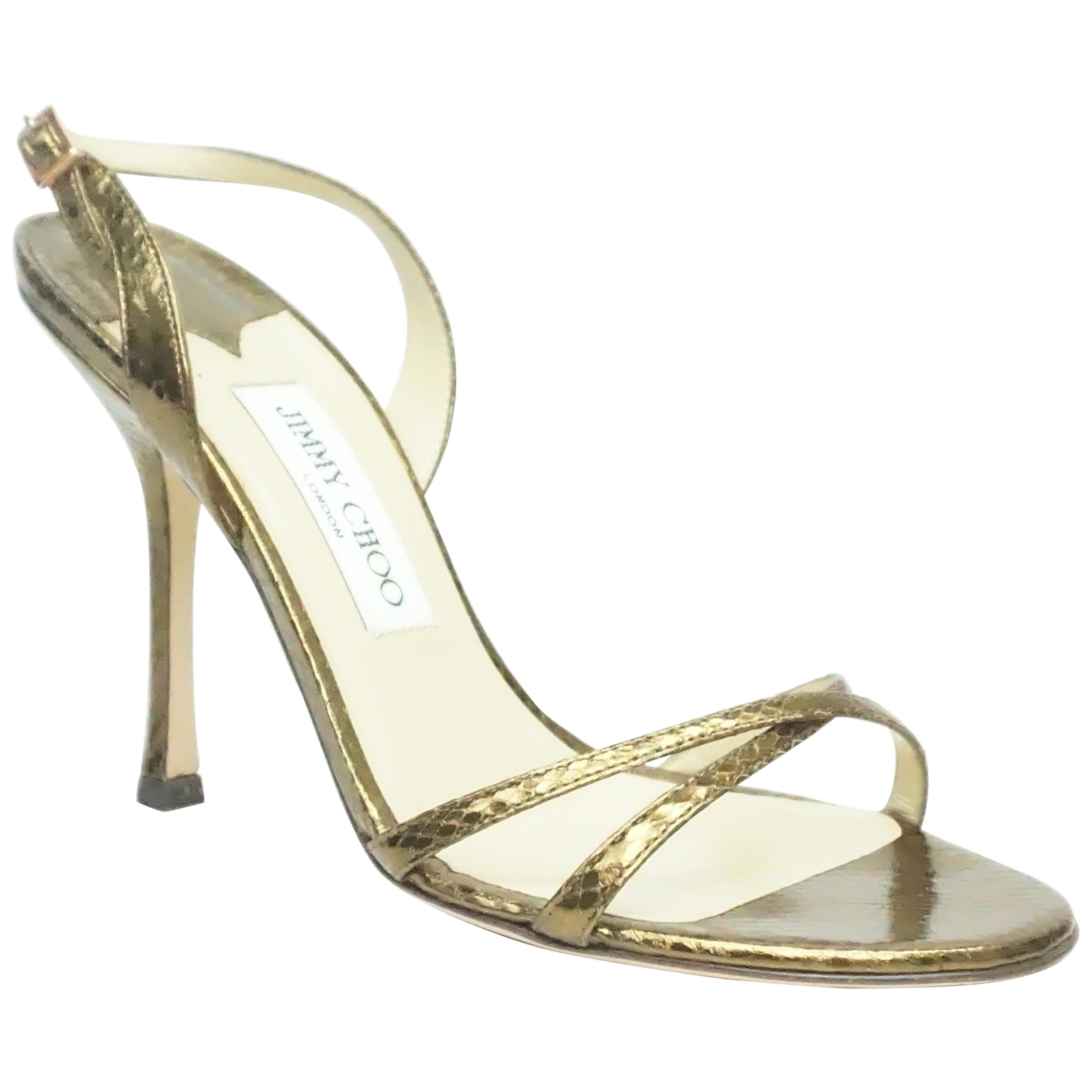 Jimmy Choo Watersnake Copper Strappy Heel - 39