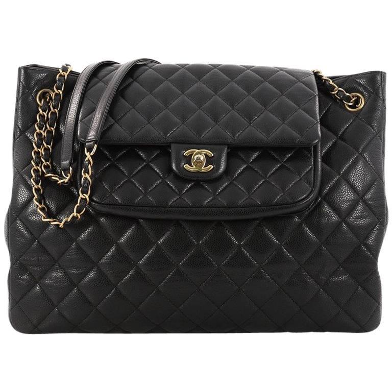 Chanel Classic Flap Shopping Tote Quilted Caviar Large at 1stDibs ...
