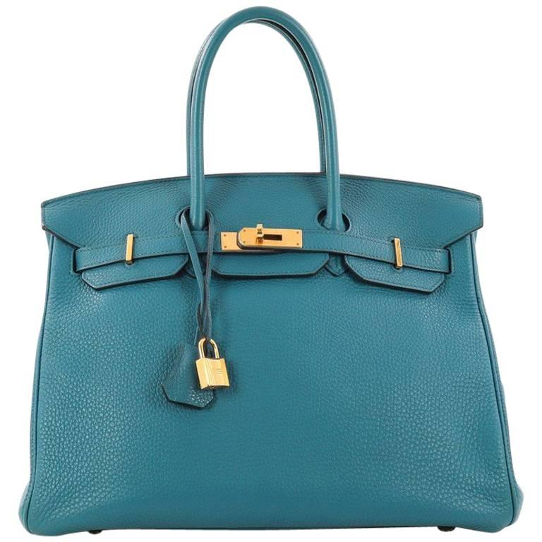 Hermes Birkin Handbag Cobalt Togo With Gold Hardware 35 