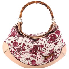Gucci Peggy Bamboo Handle Hobo Flora Canvas